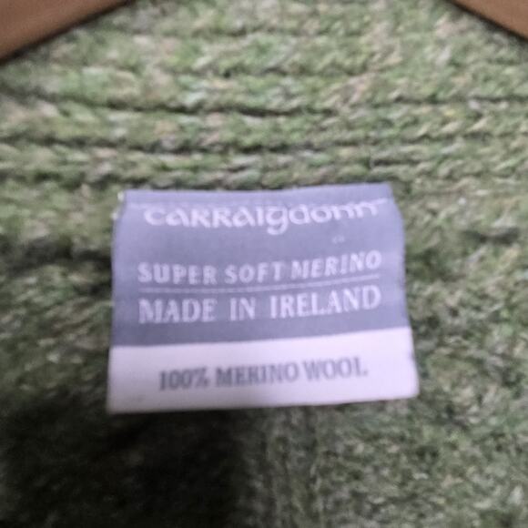 Carraig Donn Women 100% Merino Wool Green Cable Knit Sweater Ireland Heritage - Picture 11 of 12